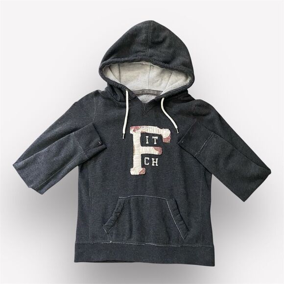 Abercrombie & Fitch Hoodie Gray Red Plaid Cream Large Retro - Picture 1 of 8